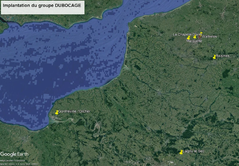 Carte des implantations Dubocage dans le nord et l’ouest de la France